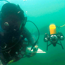 ROV Videoray providing diver support