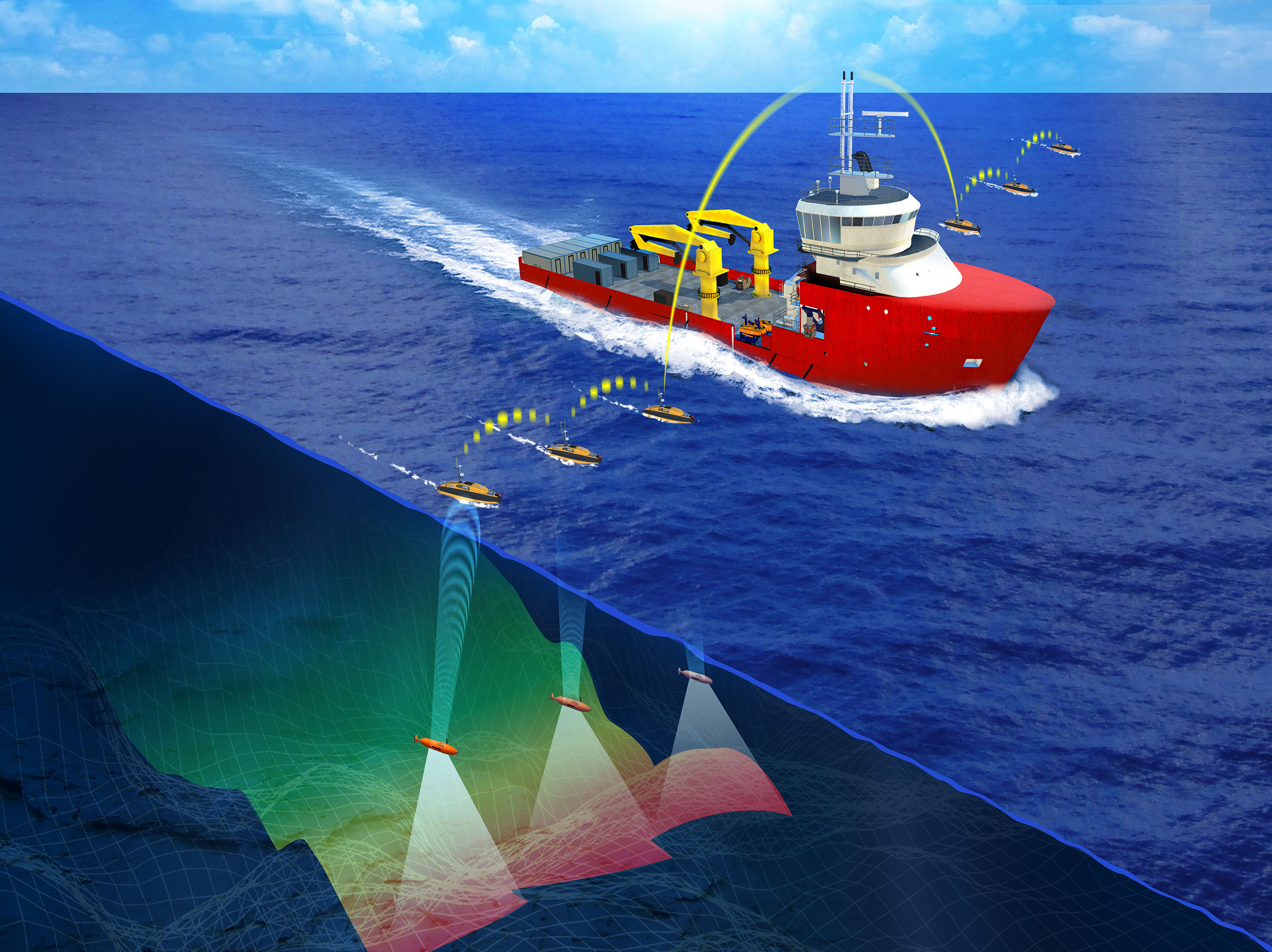 AUV Program Overview with sub-sea cut away view